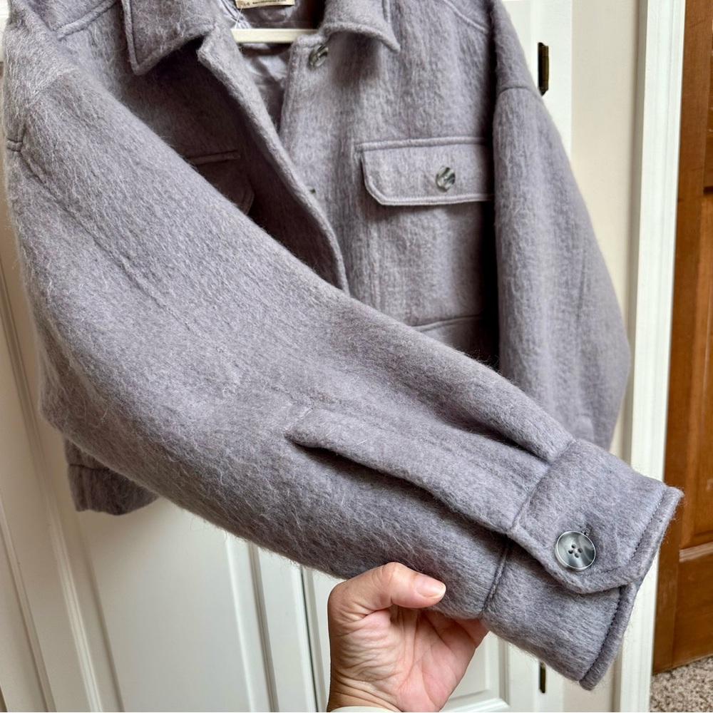 Urban Outfitters Lavender Gray Wool Blend Cropped Jacket Size Large - Picture 9 of 12